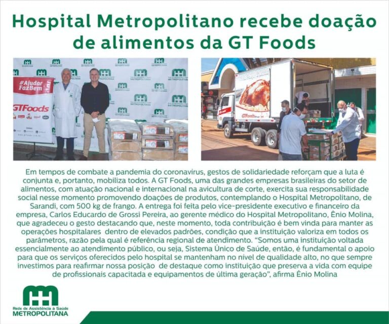 Solidariedade: Doação GT Foods Solidariedade: Doação GT Foods